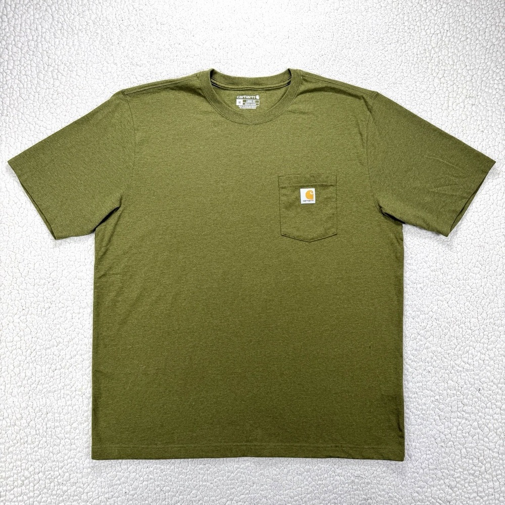 Carhartt Pocket T Shirt Men's XL Loose Fit Olive Workwear Casual Minimalist